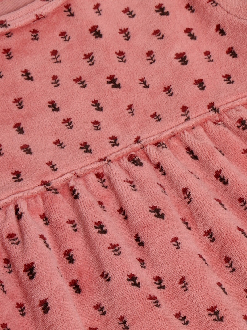 Noppies Baby Mädchen Velourskleid in Ash Rose mit Blumen Allover – Langarmkleid