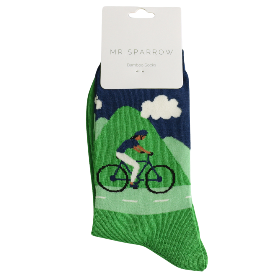Mr. Heron Bambus Herren Socken in Navy - Mountain Biking - Fahrradfahrer