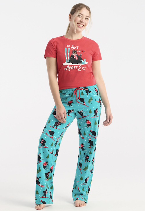 Little Blue House Damen Pyjama Hose in Blau - Wild Winter Sports - Wildes Skifahren & Eishockey