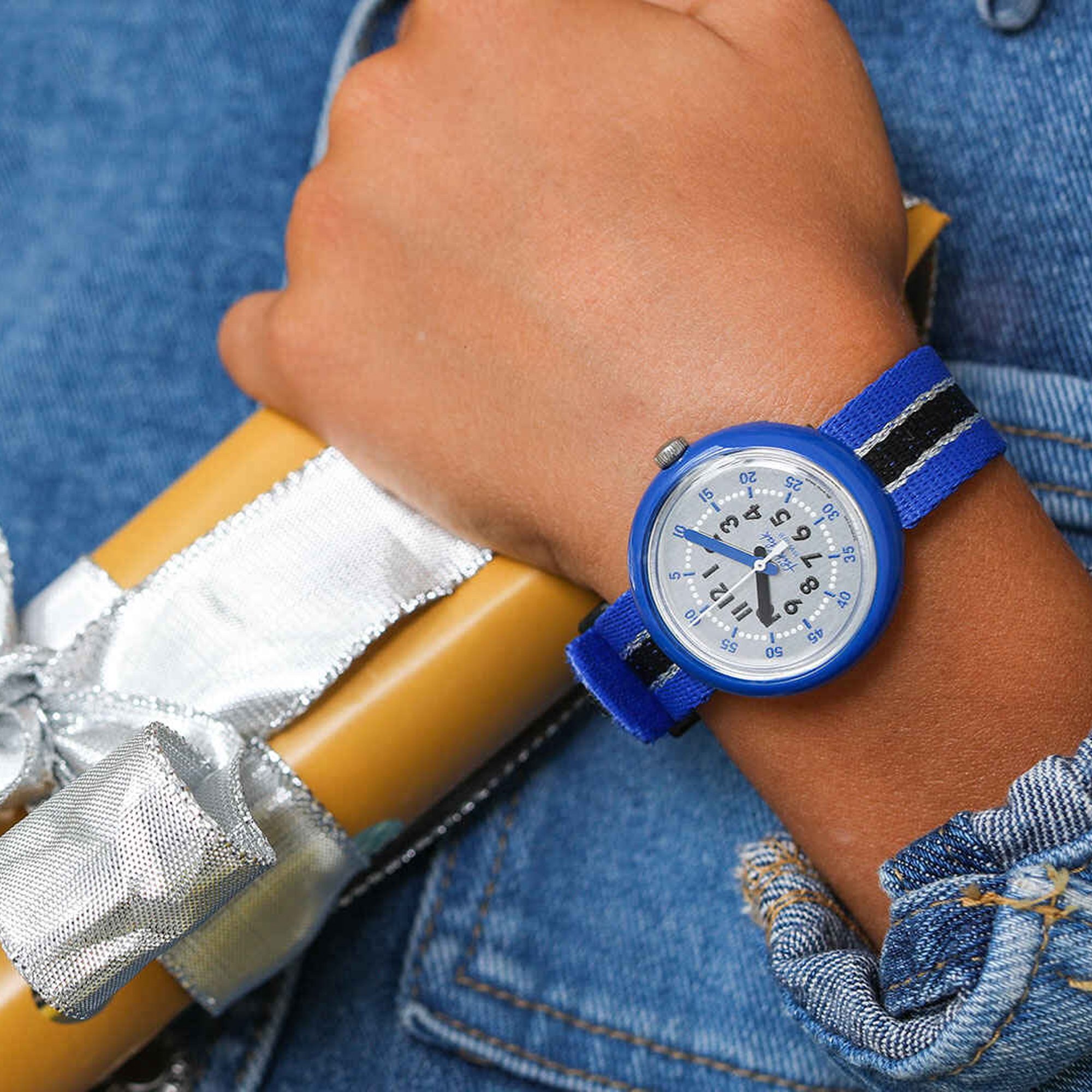 ZFPNP130-2 Flik Flak Kinderuhr Shine in Silver - Royalblau