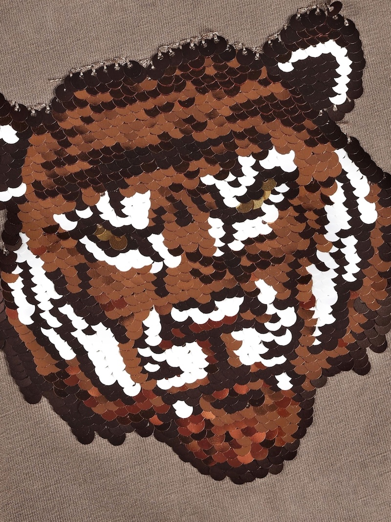 Minymo Langarm Shirt in Funghi Braun - Wendepailletten Tiger
