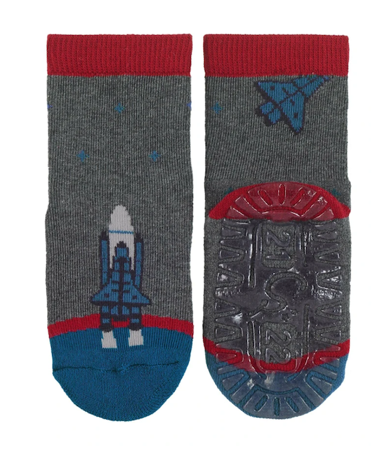Sterntaler Fliesen Flitzer Stoppersocken in Grau mit Rakete