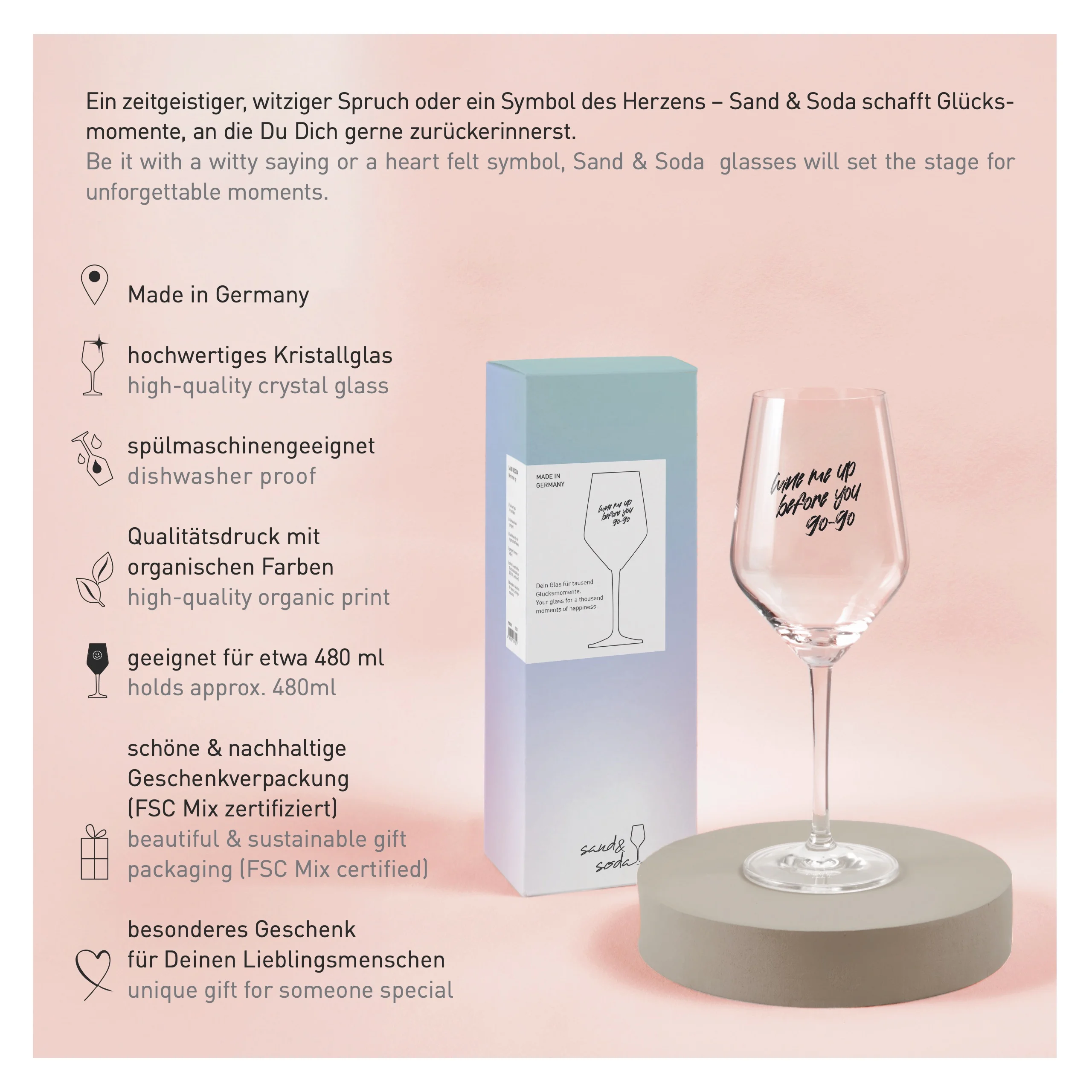 RITZENHOF Sand & Soda Weinglas - zu Vino sag ich nie no! RITZENHOF Sand & Soda Weinglas - zu Vino sag ich nie no!
