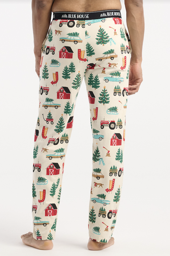 Little Blue House Herren Jersey Pyjama Hose in Creme - Christmas Tree Farm - Weihnachtsbaum Farm Little Blue House Herren Jersey Pyjama Hose in Creme - Christmas Tree Farm - Weihnachtsbaum Farm