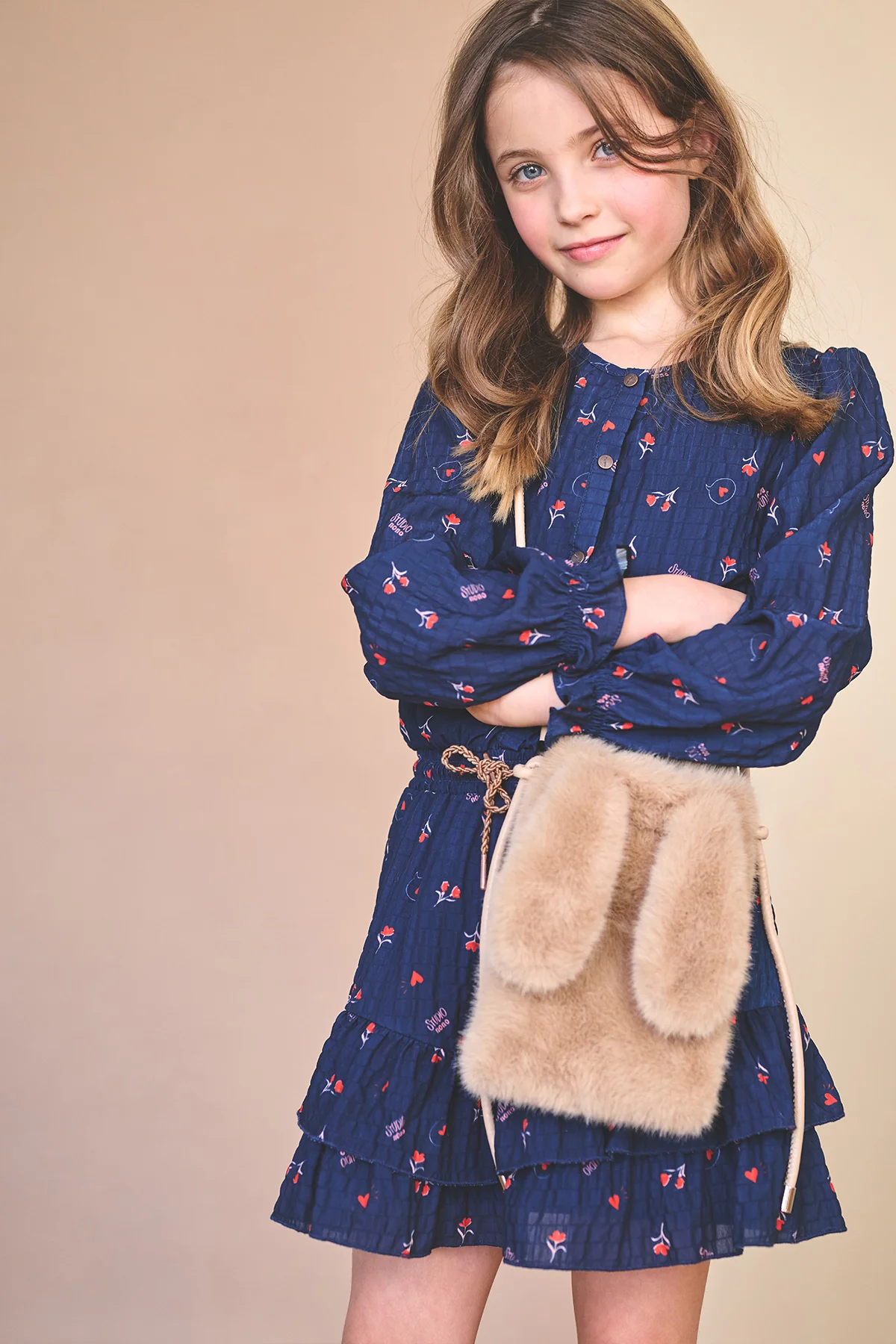 NONO Miggy Kleid in Dunkelblau mit Rosen 