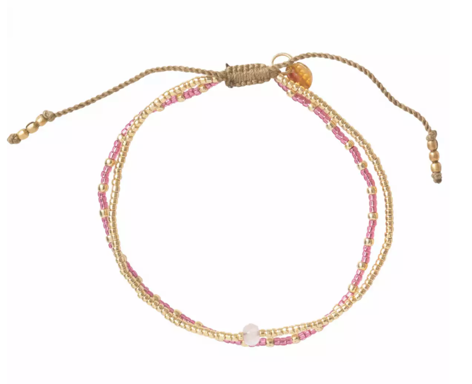 A Beautiful Story Friendship Rosenquarz Gold Armband