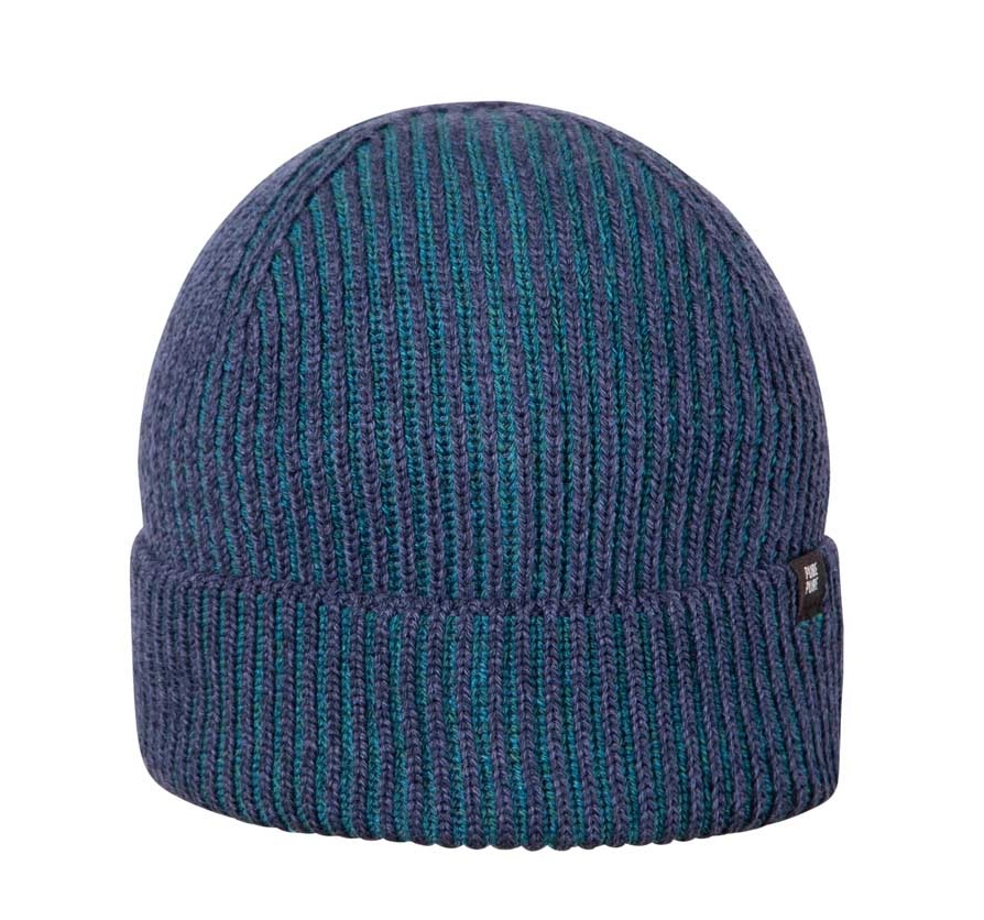 PURE PURE Kids Wolle Seide Rippstrick Silk Beanie Mütze in Petrol Marine Blau