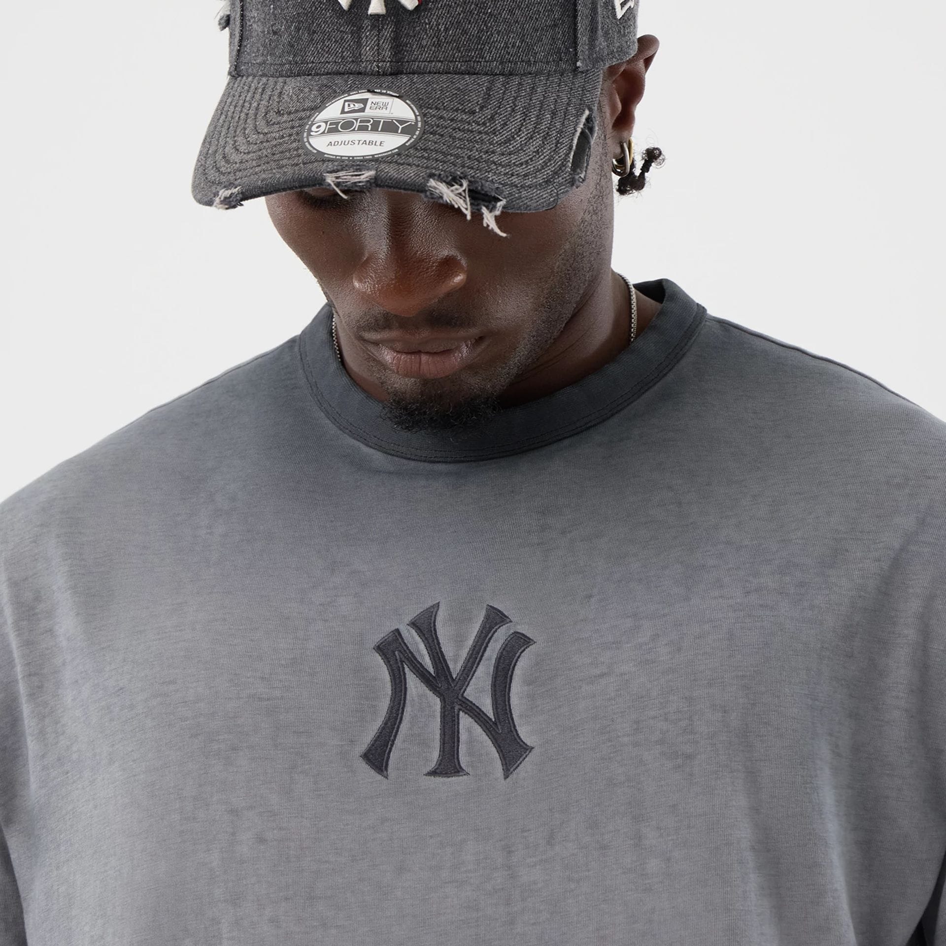New Era T-Shirt Washed Black New York Yankees MLB Logo T-Shirt 