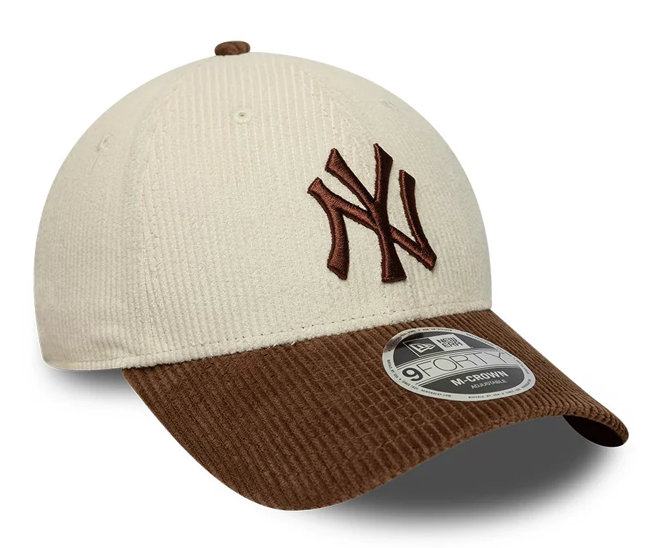 New York Yankees MLB Cord Cream & Brown 9FORTY M-Crown Adjustable Cap - Braun & Creme Kord Cap