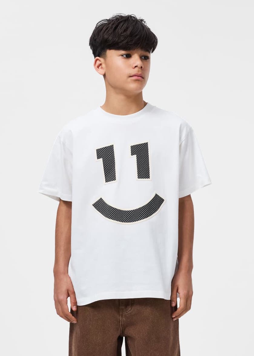 Molo Rodney Kurzarm T-Shirt in Daylight White - Smiley