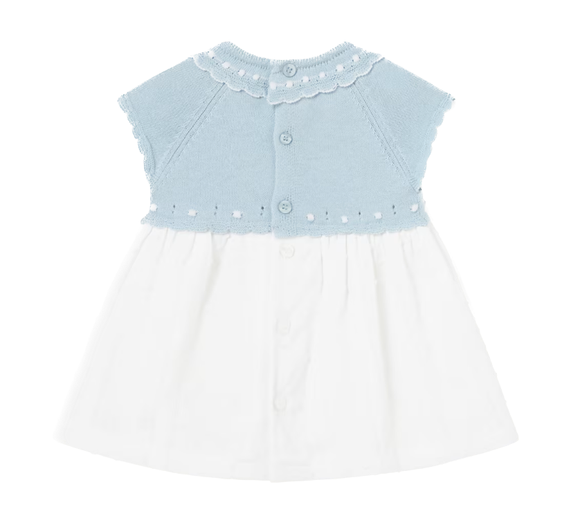 Mayoral Baby Kleid mit Strickoberteil - Blau/Weiß