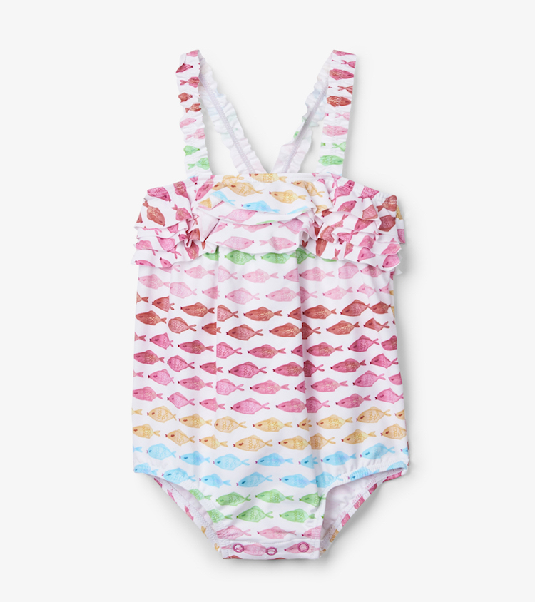 S19WFI268 Hatley Baby Badeanzug Watercolour Fishes - Bunte Fische - SALE