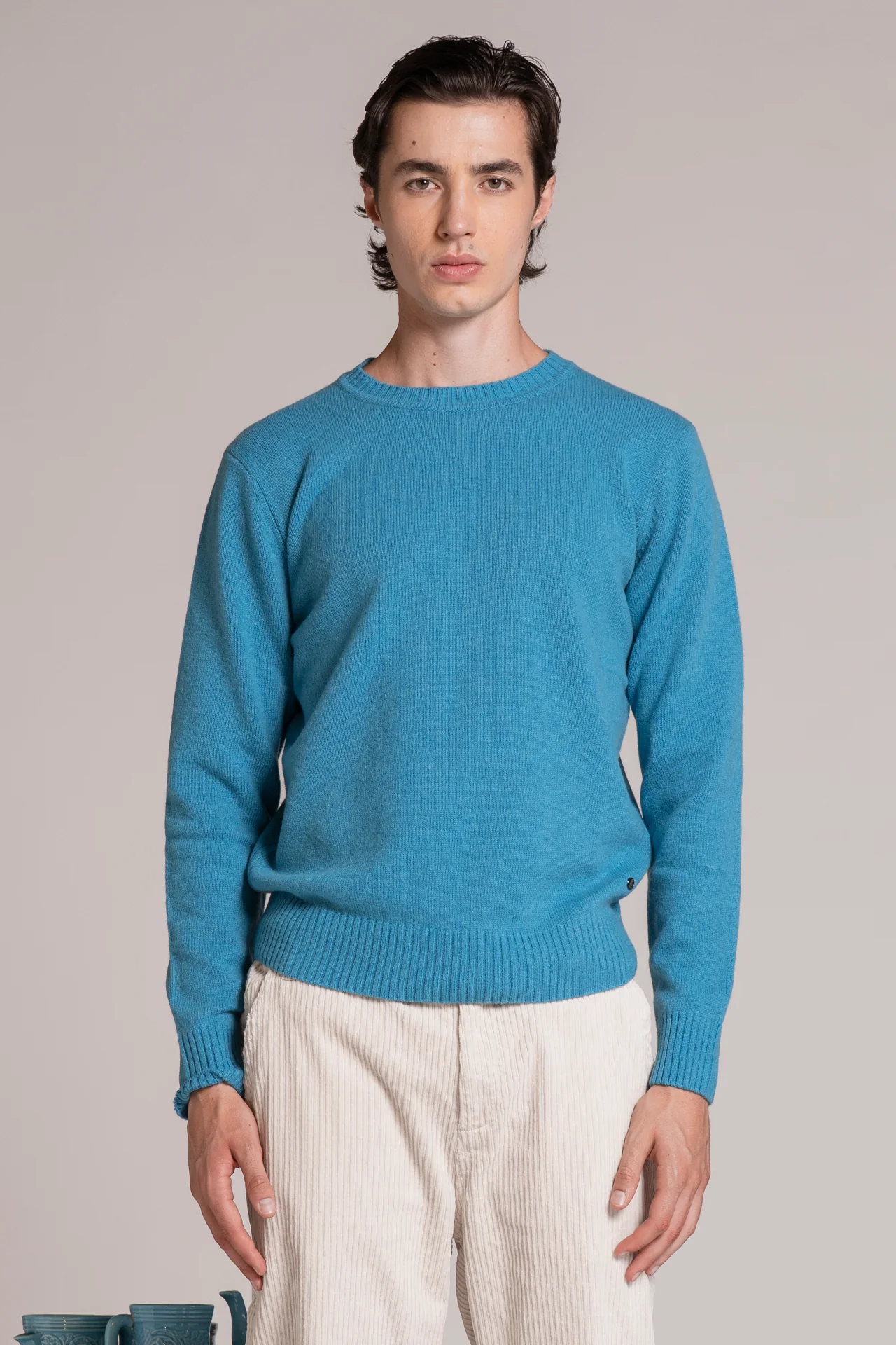 IMPURE George Strickpulli Wolle Pullover in Turquoise - Türkis