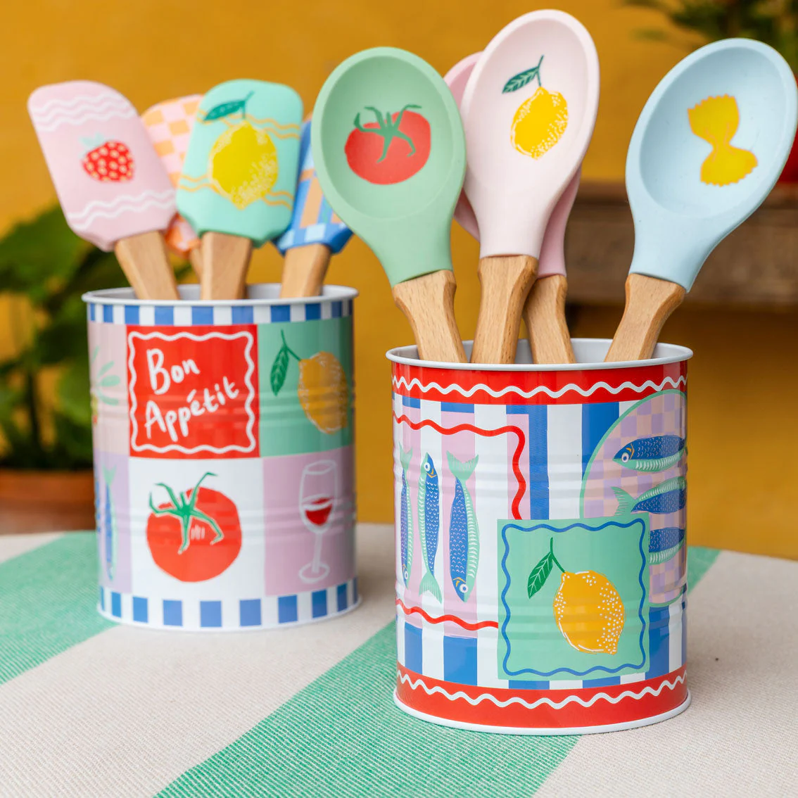 Talking Tables Spatula - Silikon Schaber - Geo Muster Rosa & Orange