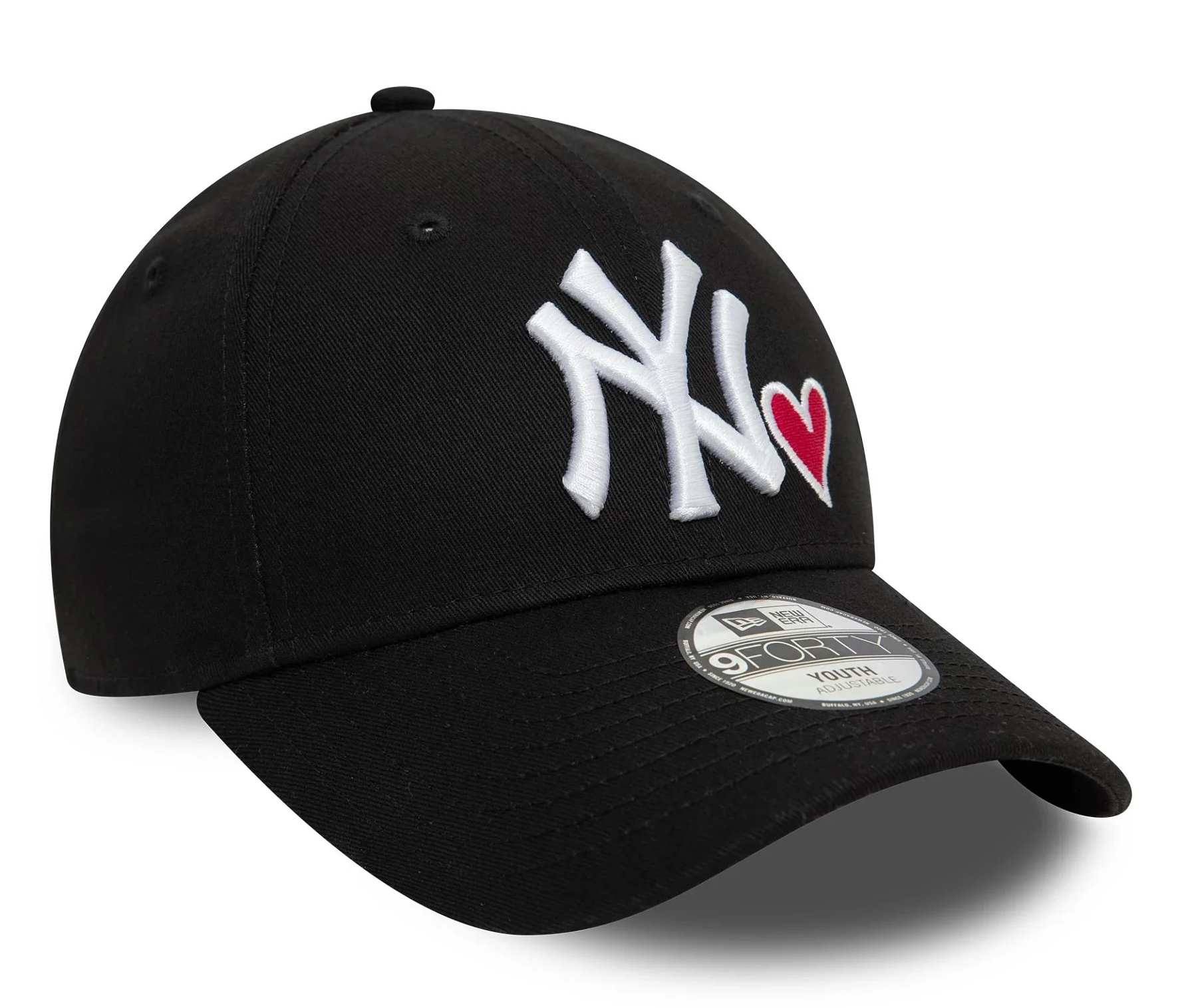 New Era Kids New York Yankees Icon Jugend 9FORTY Verstellbare Cap in Schwarz mit Herz