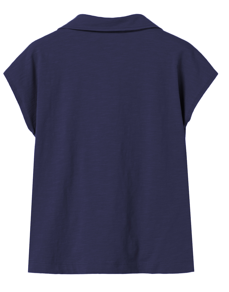 Mademoiselle YeYe Pitchside T-Shirt mit Kragen & Tasche in Naval Academy Blau - Royalblau Mademoiselle YeYe Pitchside T-Shirt mit Kragen & Tasche in Naval Academy Blau - Royalblau