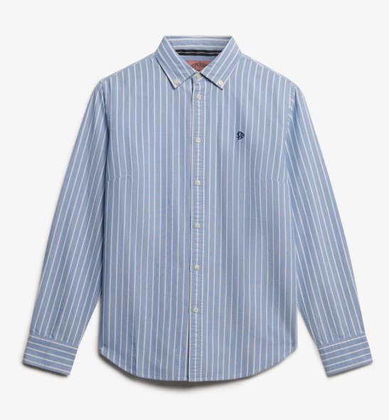 Superdry Oxford Hemd Bluse mit schmalem Schnitt Hellblau Gestreift - SALE Superdry Oxford Hemd Bluse mit schmalem Schnitt Hellblau Gestreift - SALE