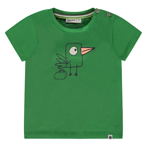 NWB24227633-Babyface-T-Shirt-Grun-Vogel-mit-Koffer Babyface Baby T-Shirt in Grün - Vogel mit Koffer