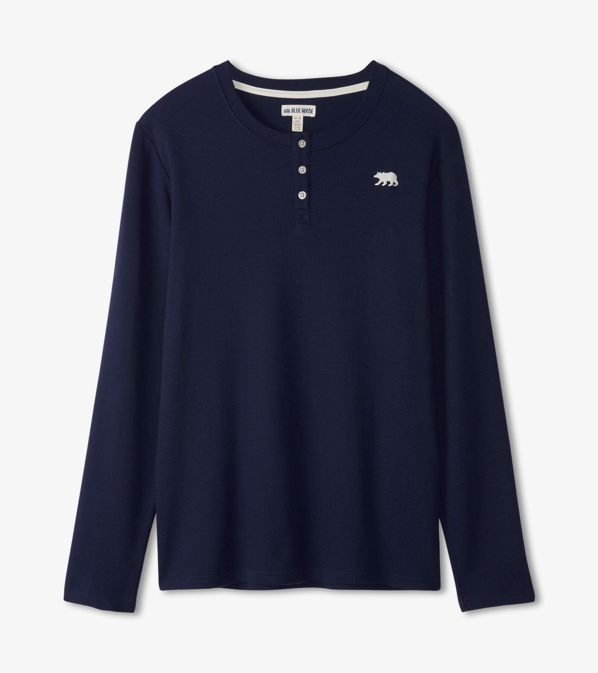 TSUBEAR005_Z Little Blue House Langarm Henley T-Shirt in Marineblau