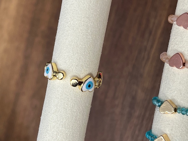 Lua Ring für Damen Gold Herzen - Weiß mit Hellblau Lua Ring für Damen Gold Herzen - Weiß mit Hellblau