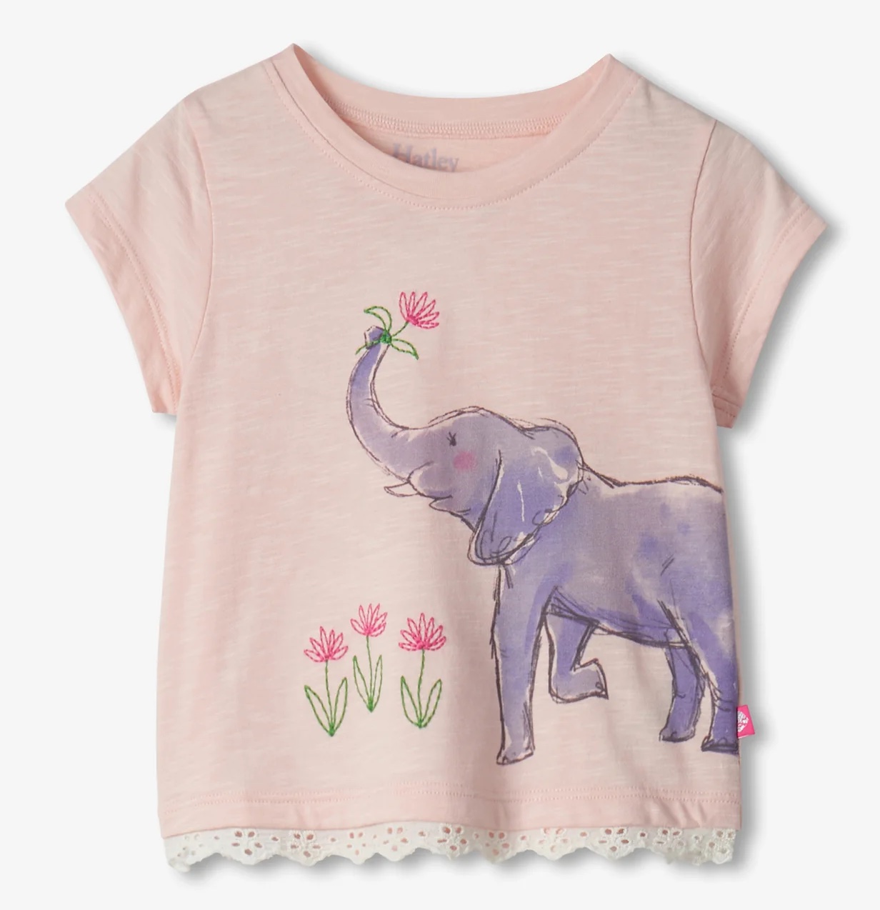 Hatley Baby Mädchen T-Shirt & Short Set in Rosa - Wasserfarben Elefant 