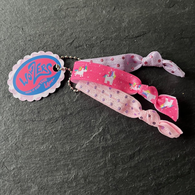 Wowzers Hair Ties Set von 3 Armbänder / Haargummis - Pink Einhörner