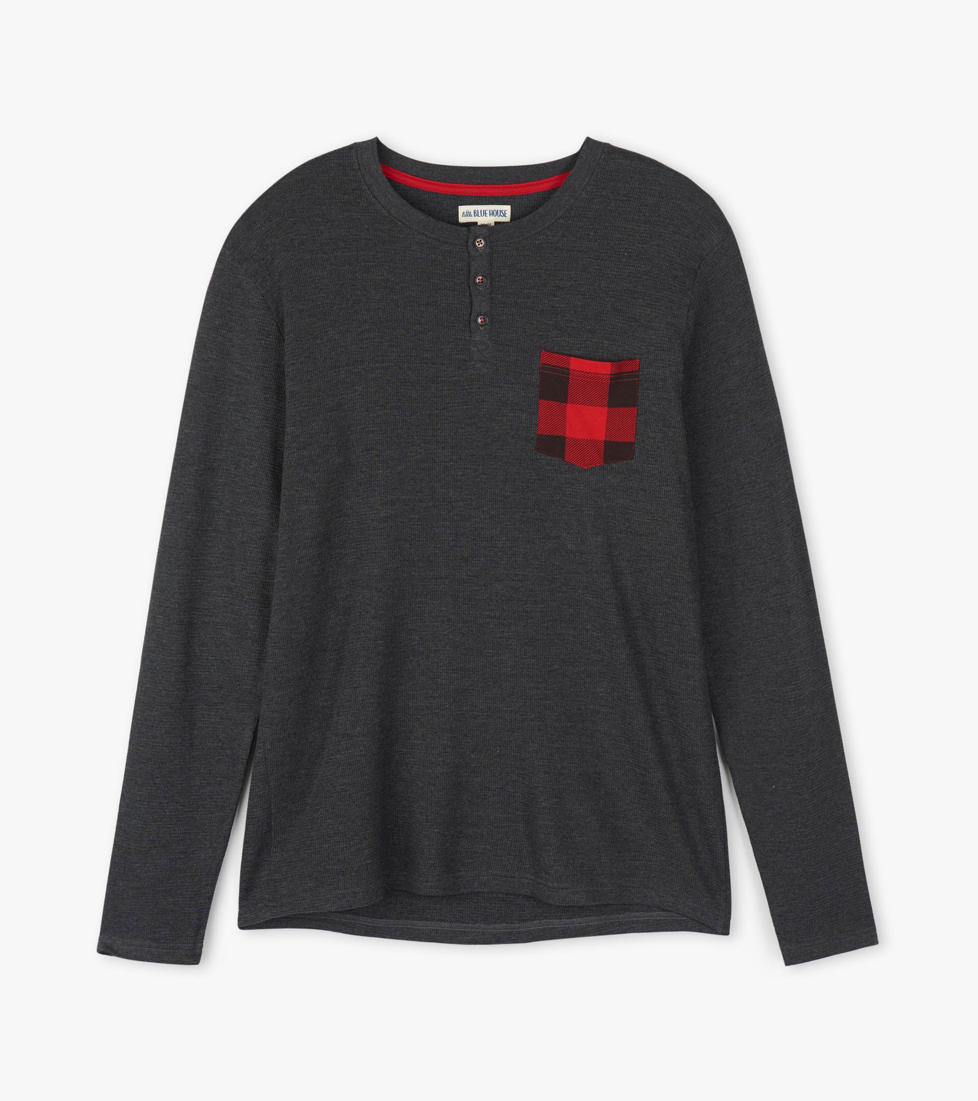 Little-BLue-House-Waffle-Henley-Karo-Tasche-2 Little Blue House Langarm Henley T-Shirt - Buffalo Karo - SALE
