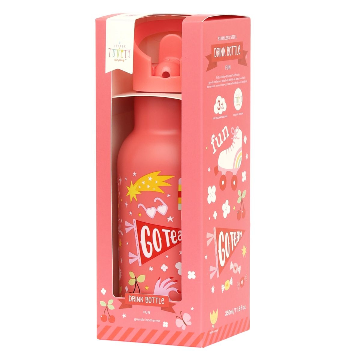 A Lovely Little Company Thermos Edelstahl Trinkflasche mit Strohhalm - Fun