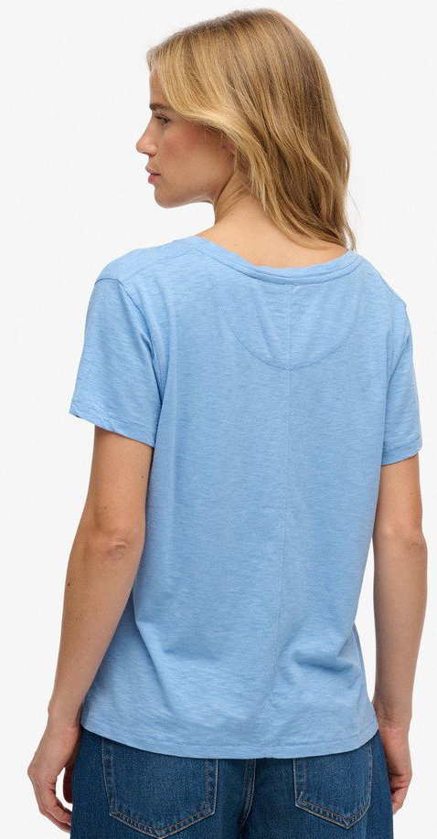 Superdry Damen Studios Slub T-Shirt mit V-Ausschnitt - Hellblau Superdry Damen Studios Slub T-Shirt mit V-Ausschnitt - Hellblau
