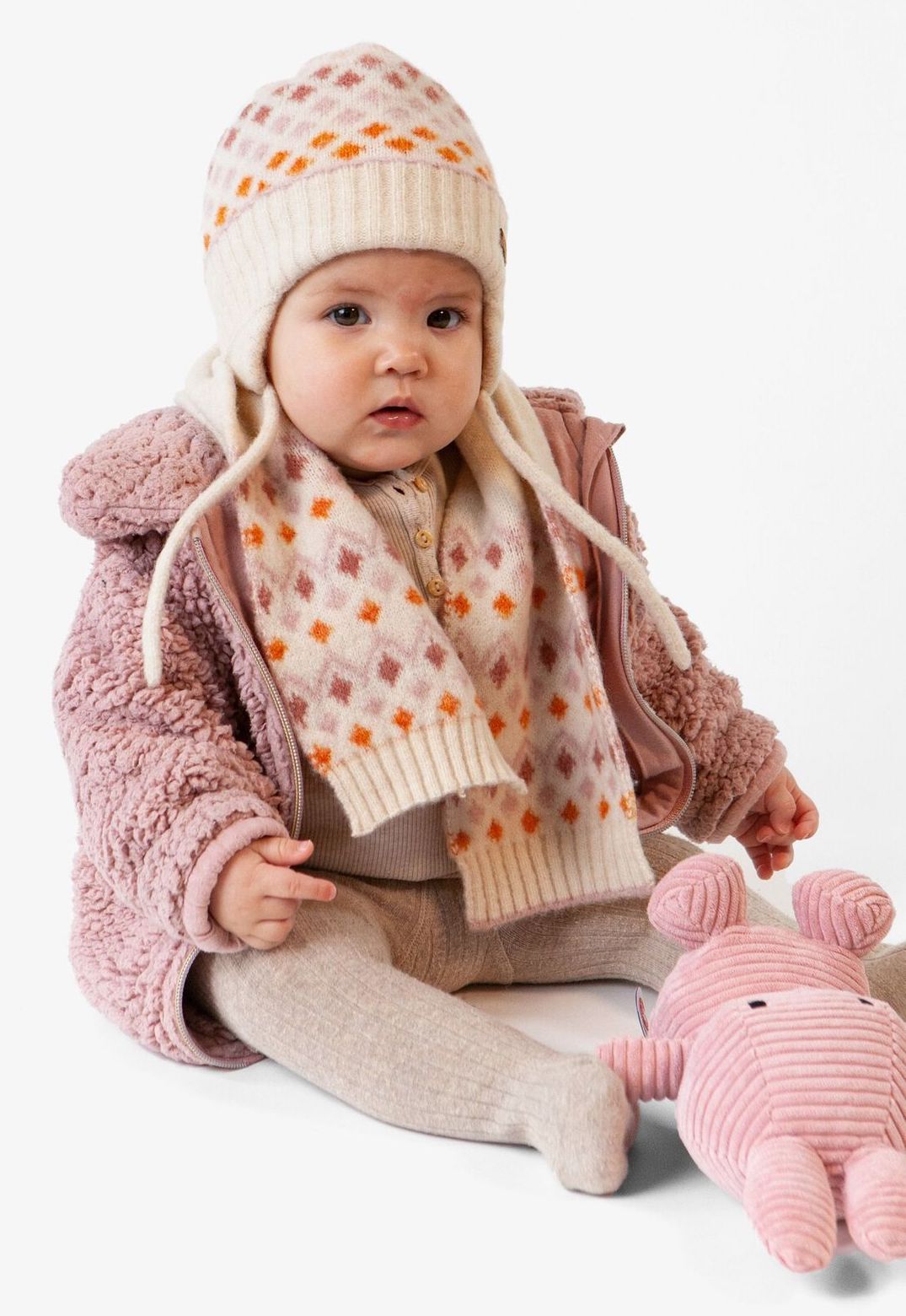 0464_jalem-scarf_10_amf1_1 Barts Jalem Norweger Strickschal in Creme Weiß & Rosa