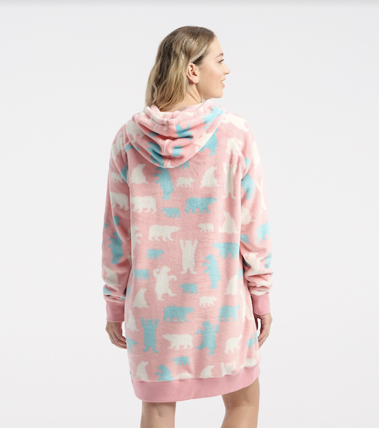 Little Blue House Oversized Fleece Hoodie Tunika Rosa Eisbären - SALE