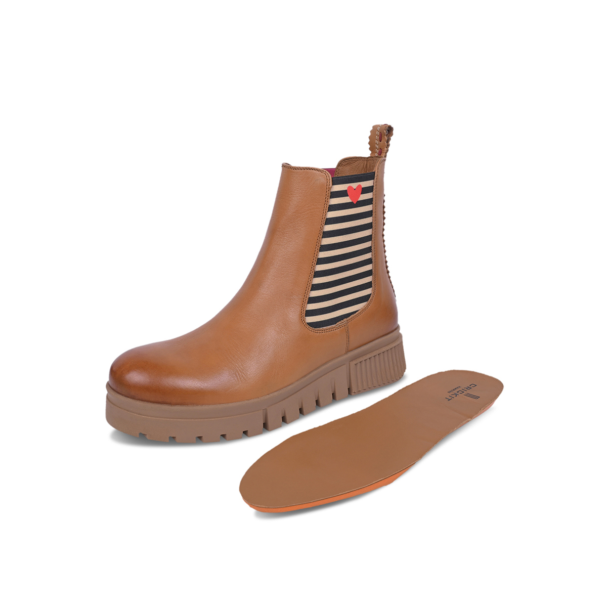 Crickit Stiefel NAELLE in Cognac mit Streifen und kleinem Herzchen - SALE