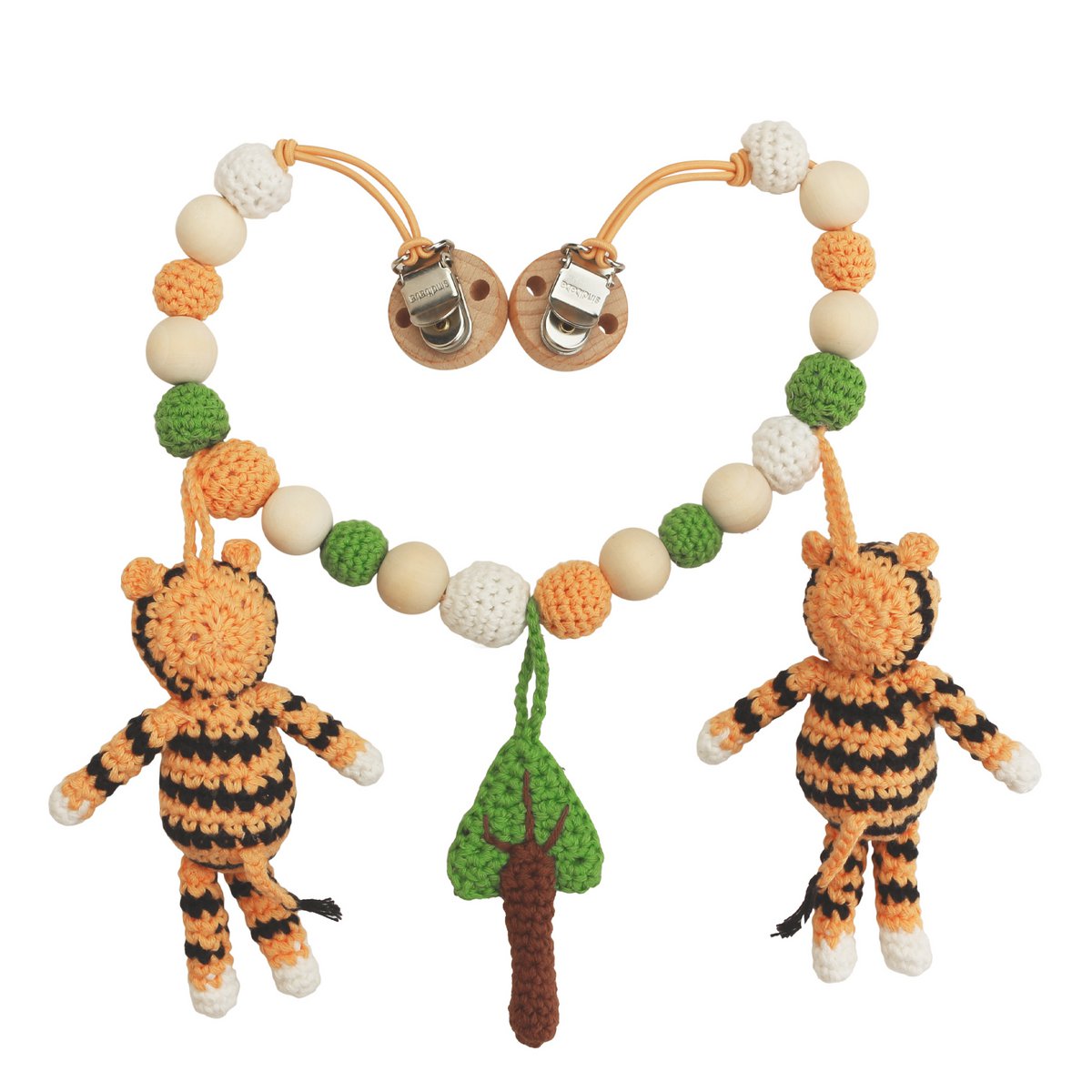 Sindibaba Kinderwagenkette mit Häkeltiere Toni Tiger