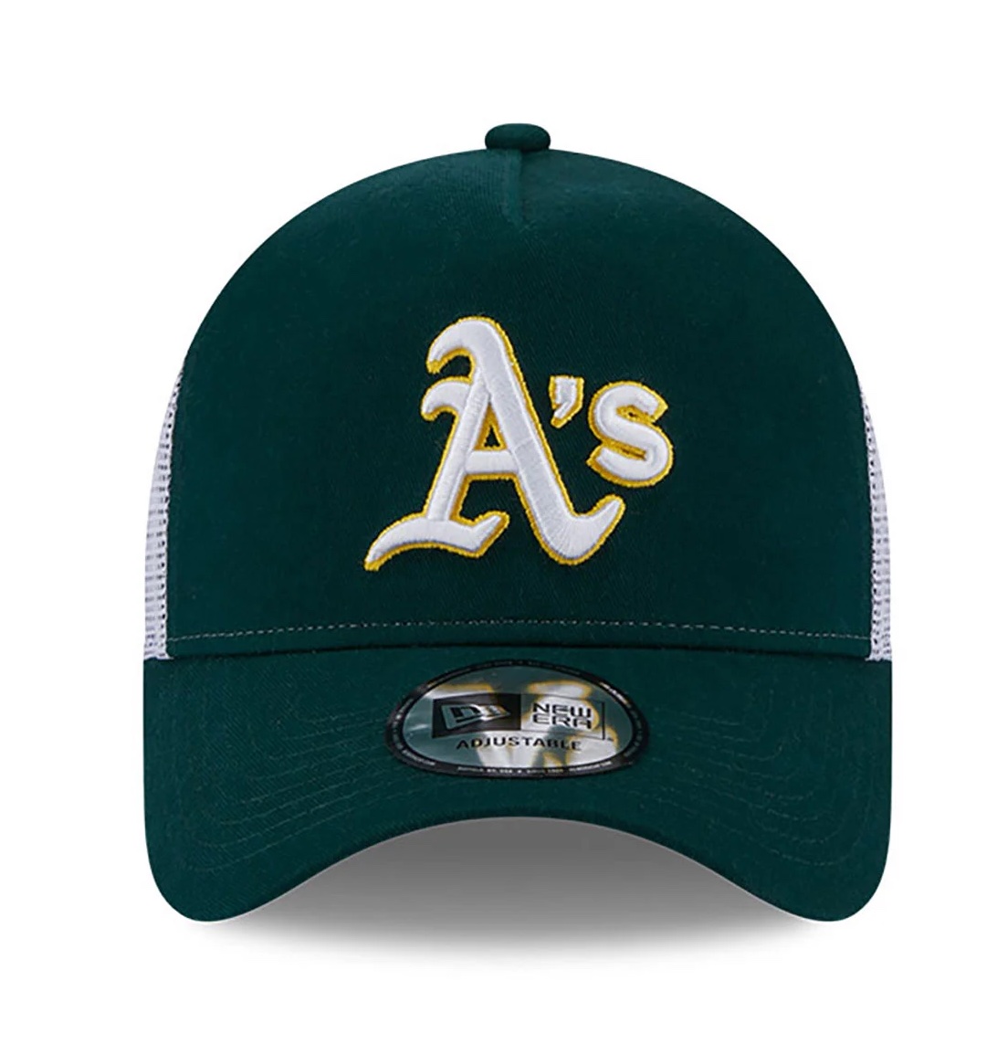 New Era Grüne Oakland Athletics Team Script Trucker Cap