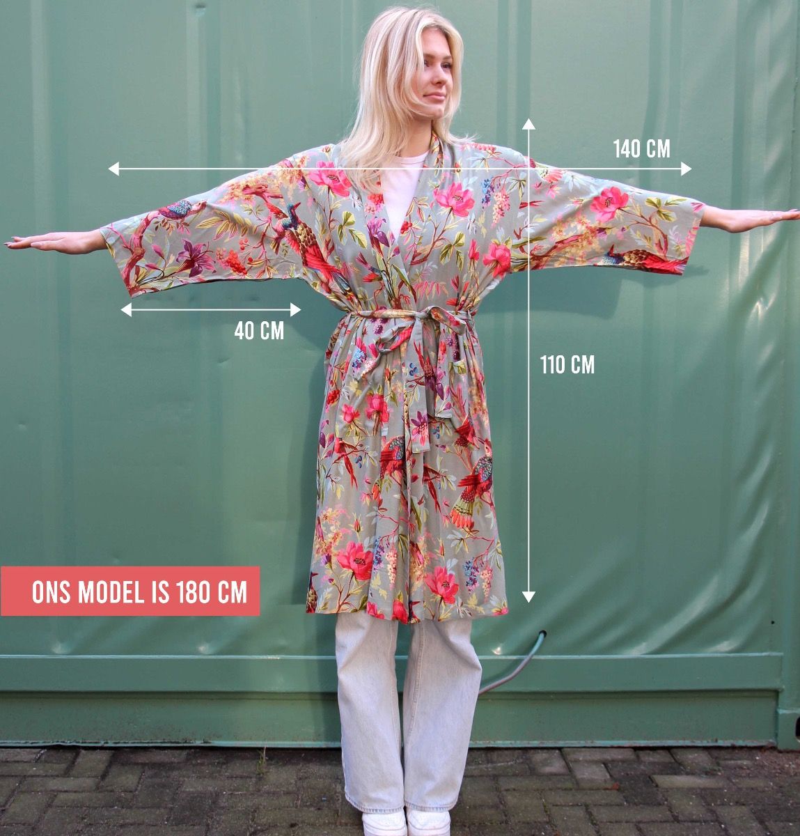 Imbarro Kimono Morgenmantel in Ecru Creme - Royal Paradise
