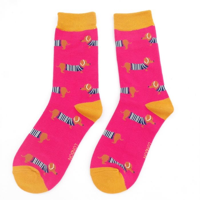 Miss Sparrow Bambus Socken in Pink - Parisian Pups Dackel