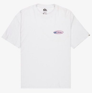 Quiksilver Quikglobe Kurzarm T-Shirt für Männer in Weiß mit Funky Blau & Pink Print Quiksilver Quikglobe Kurzarm T-Shirt für Männer in Weiß mit Funky Blau & Pink Print