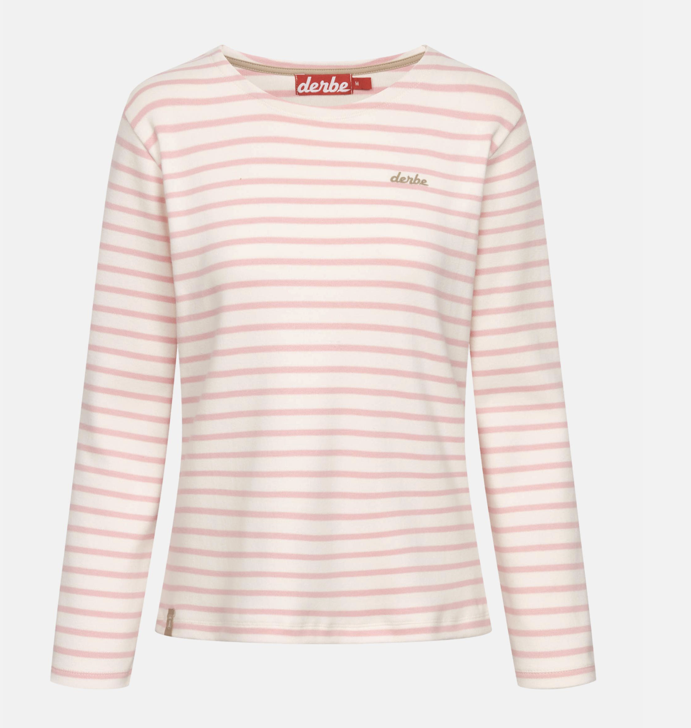 Derbe Damen Langarm Shirt in Weiß/Rosa gestreift 