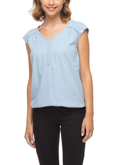 Ragwear Salty Baumwolle Viskose Top in Hellblaues Denim