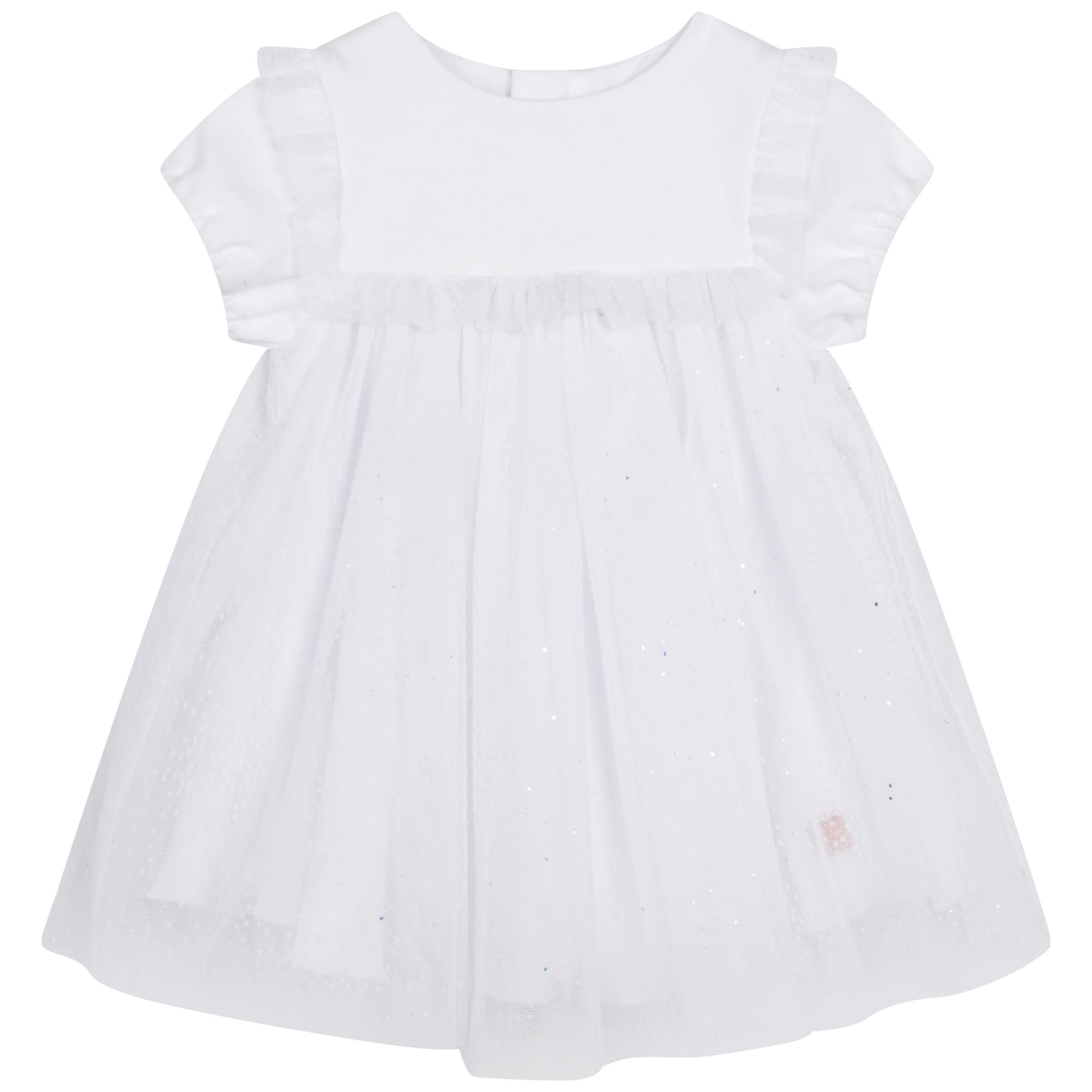 Carrement Beau Baby Kleid in weiß mit Glitzer