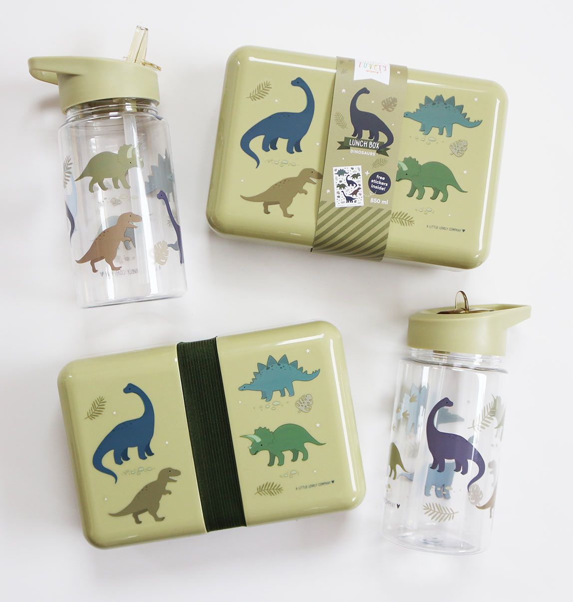 A Lovely Little Company Trinkflasche mit Strohhalm - Dinosaurier