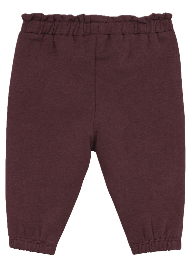 Minymo Baby Sweathose in Huckleberry mit Herz Knöpfe