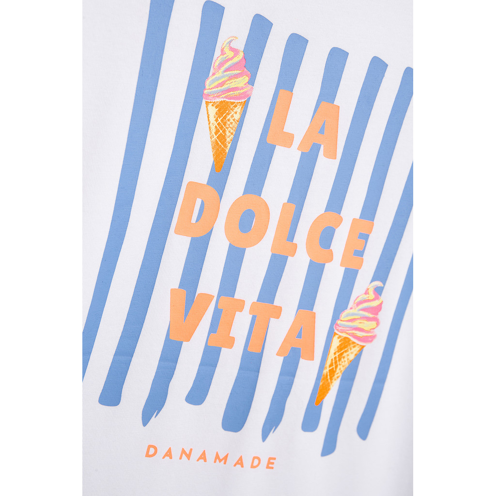 Danamade DNOEMI Mädchen Kurzarm T-Shirt in Weiß mit Backprint - La Dolce Vita - Eistüten