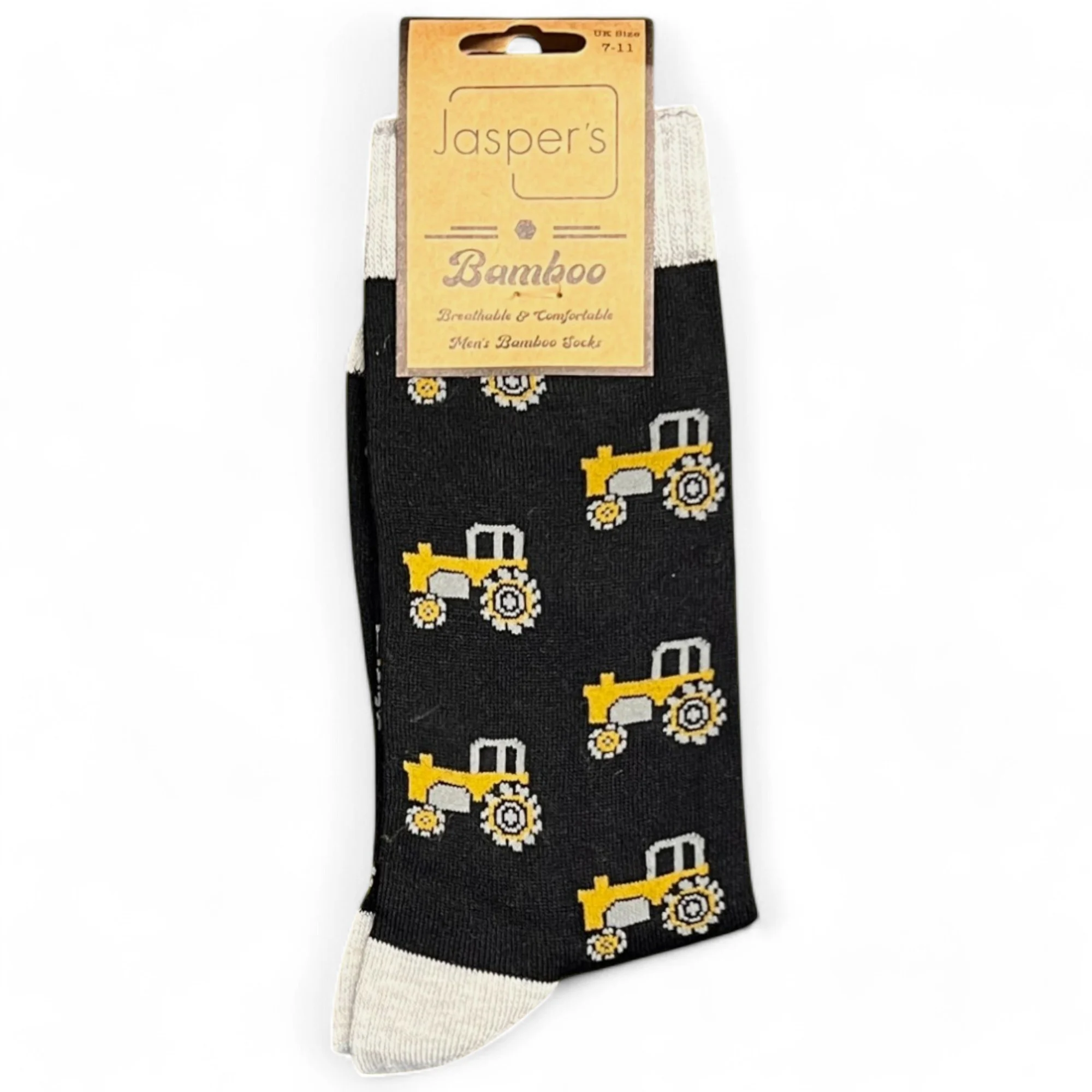 Jess & Lou Bambus Herren Socken in Schwarz - Traktoren