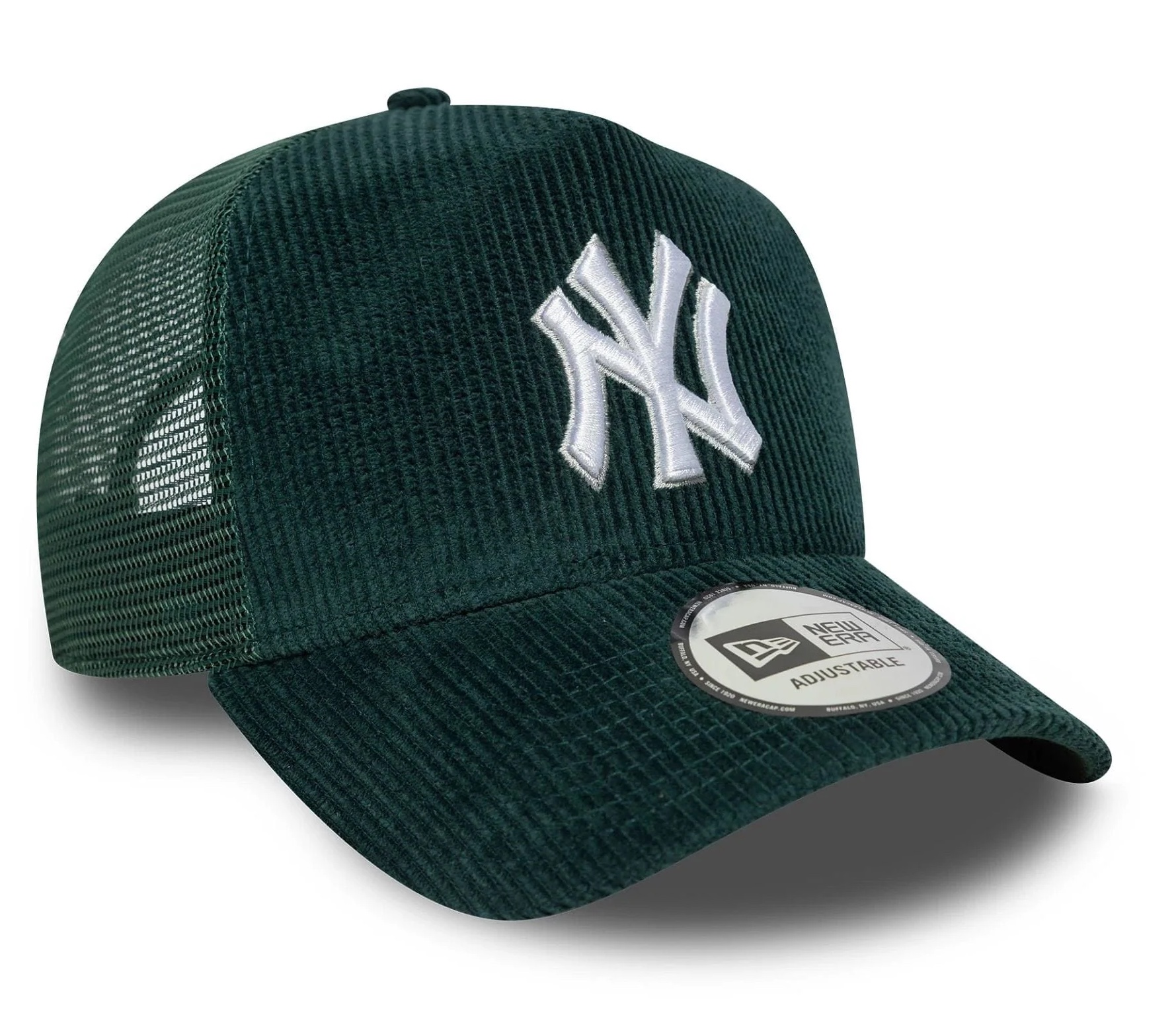 New Era Dunkelgrüne New York Yankees MLB Cord 9FORTY A-Frame Trucker Cap - Kord in Grün