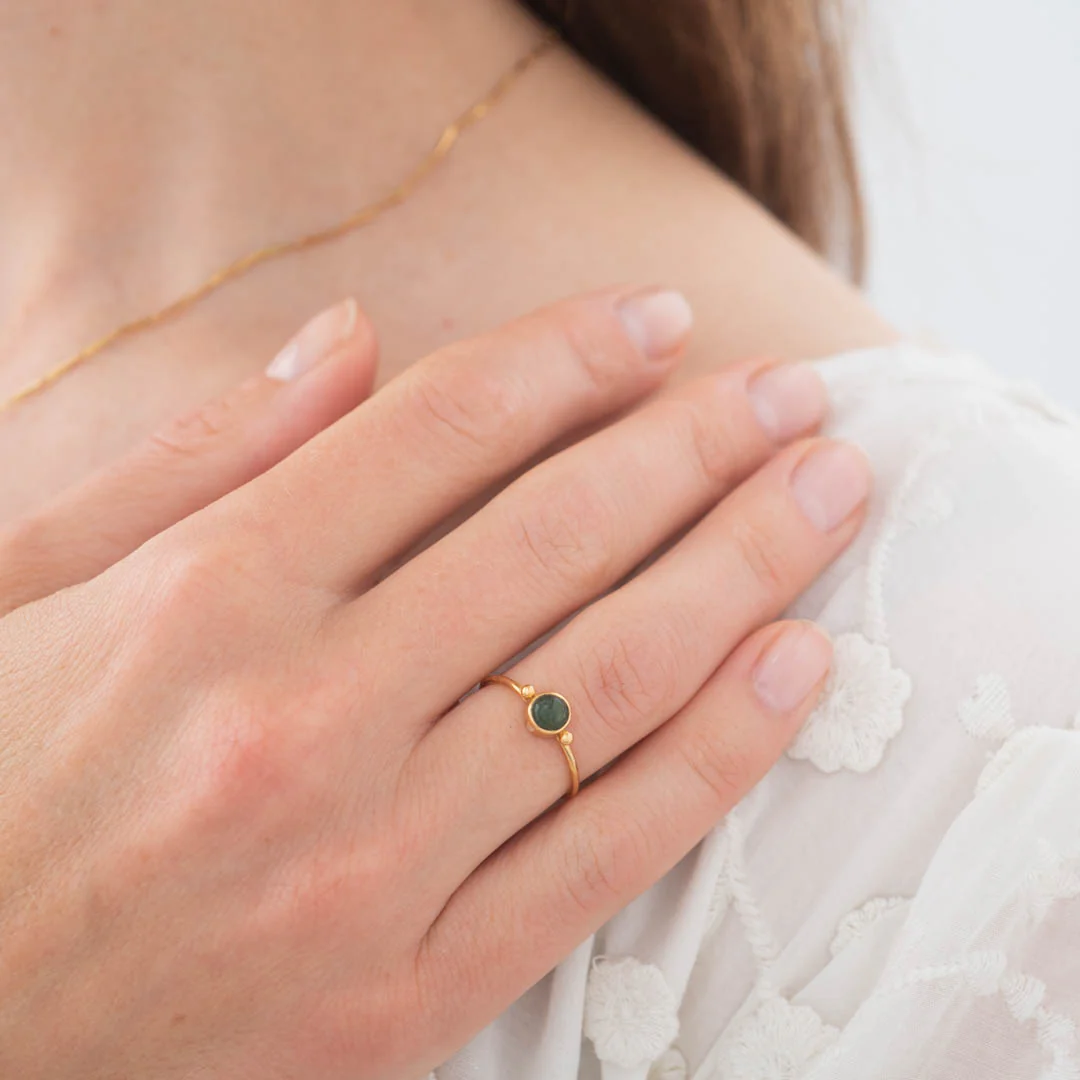 A Beautiful Story Faithful Aventurin vergoldeter Ring