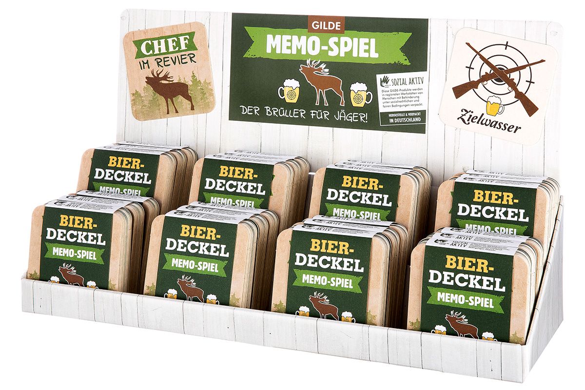 46284_0_13 Gilde Bierdeckel Memo Spiel - Jagd - 1 Set von 12 Bierdeckel