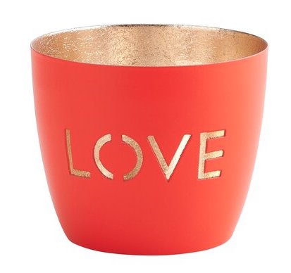 The Gift Company Madras Windlicht in Neon Rot & Gold - LOVE