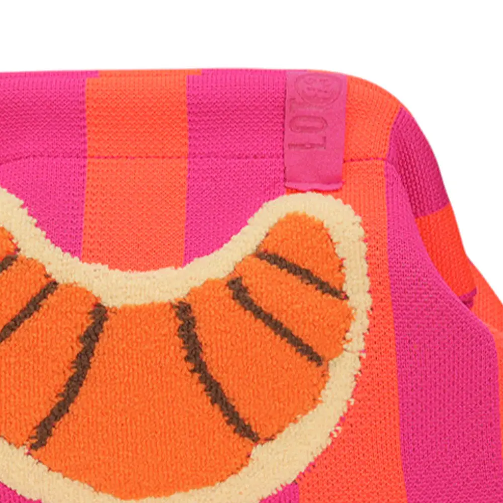 LOT83 Rebel Kulturtasche oder Clutch Emma - Pink Orange - Croissant
