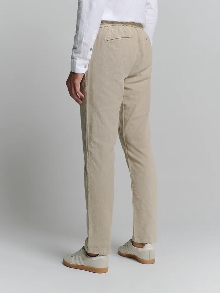 NO EXCESS Leinen Hose Lässig mit Drawstring in Light Dessert Beige